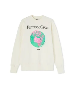 Felpa Girocollo In Cotone Organico Della Capsule Fantastic Green^MSGM Shop