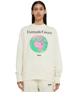 Felpa Girocollo In Cotone Organico Della Capsule Fantastic Green^MSGM Shop