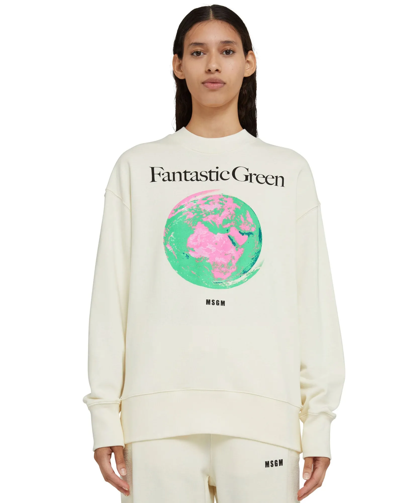 Felpa Girocollo In Cotone Organico Della Capsule Fantastic Green^MSGM Shop