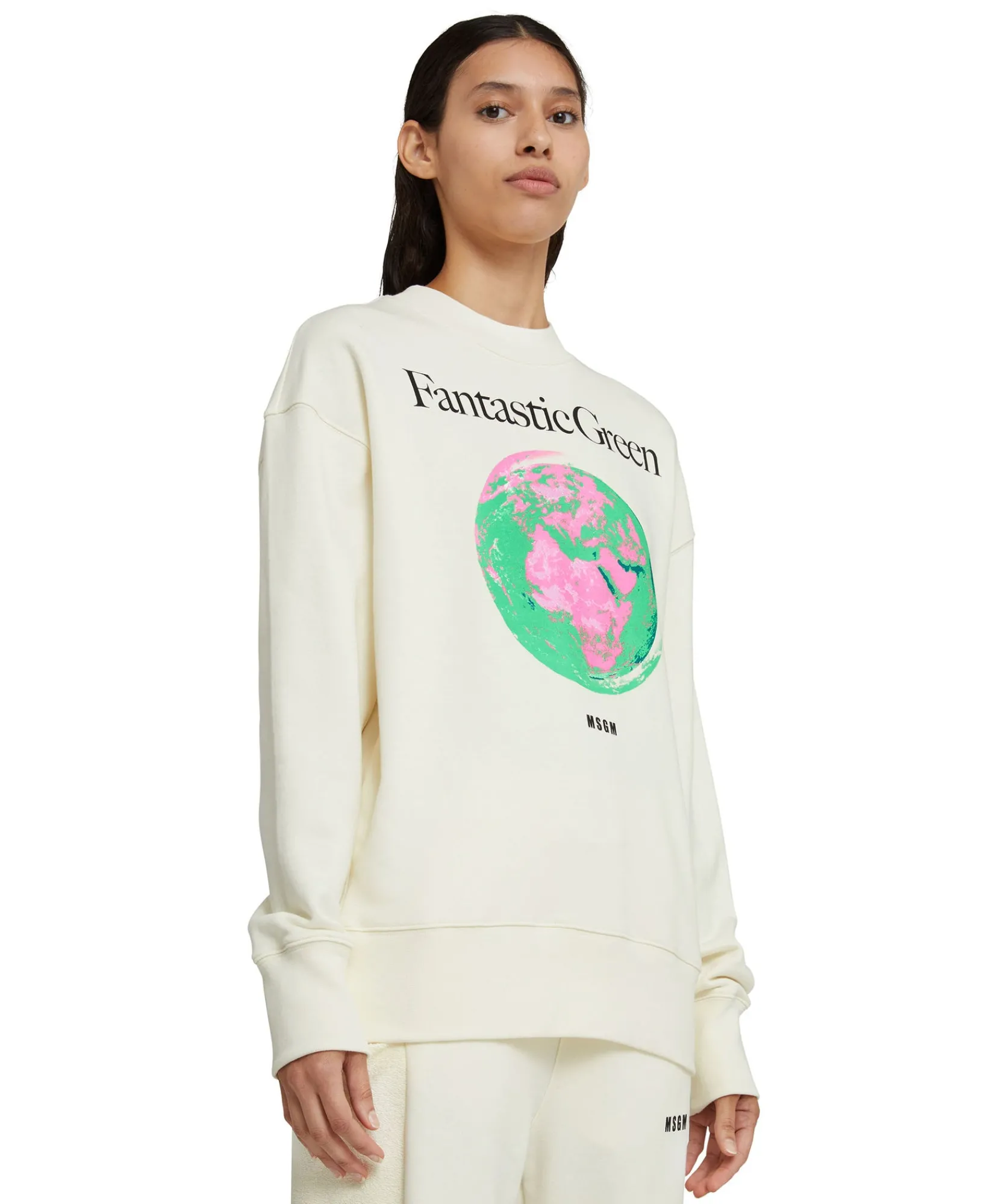 Felpa Girocollo In Cotone Organico Della Capsule Fantastic Green^MSGM Shop