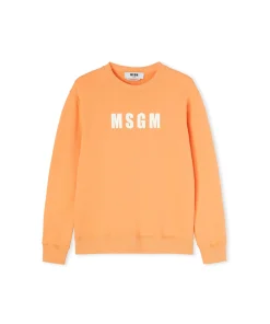 Felpa Girocollo In Cotone Tinta Unita Con Logo ^MSGM Cheap