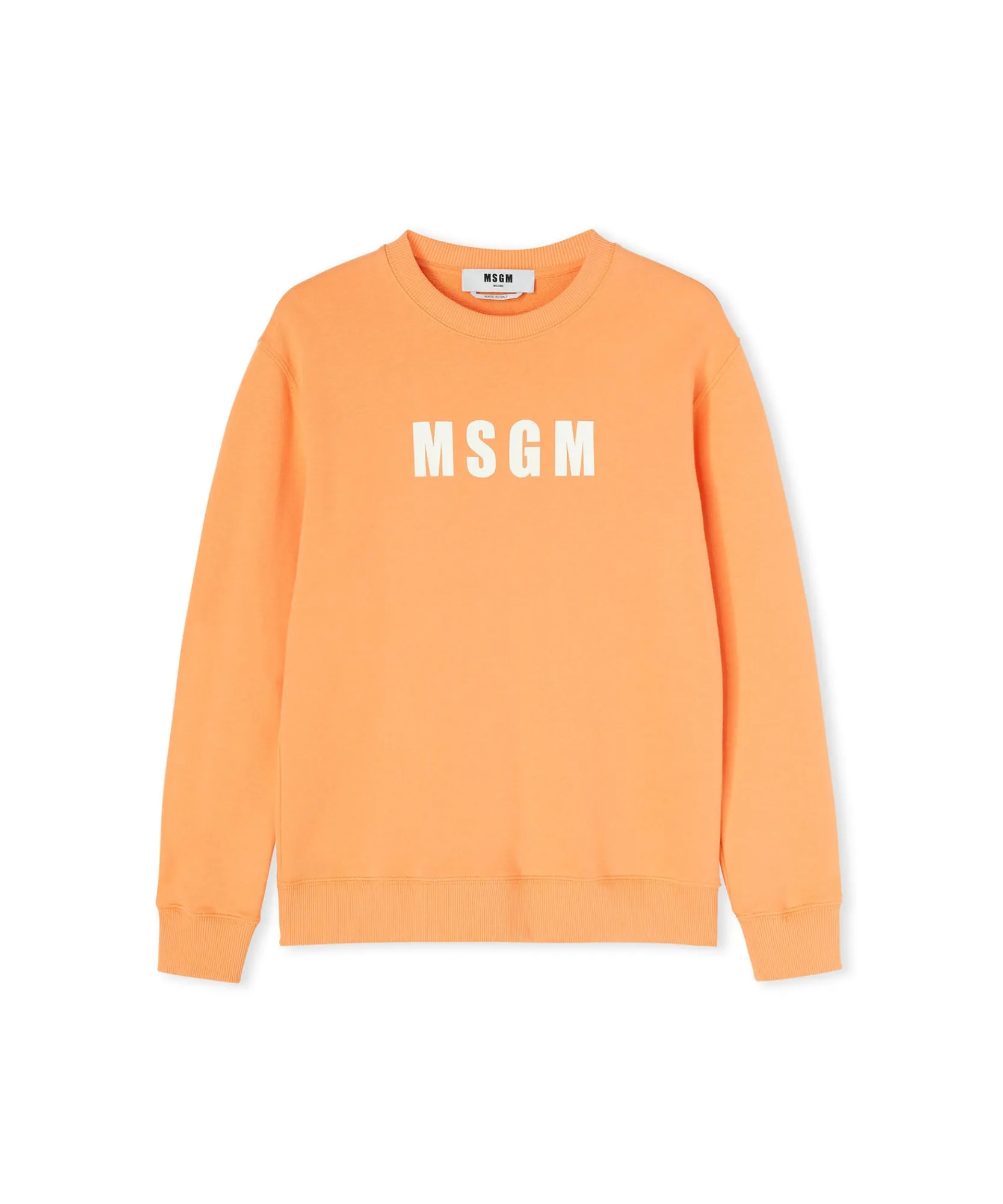 Felpa Girocollo In Cotone Tinta Unita Con Logo ^MSGM Cheap