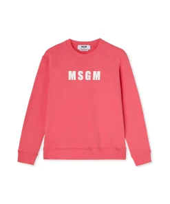 Felpa Girocollo In Cotone Tinta Unita Con Logo ^MSGM New