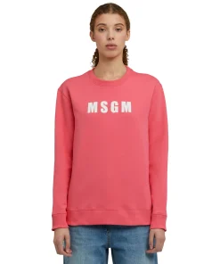 Felpa Girocollo In Cotone Tinta Unita Con Logo ^MSGM New