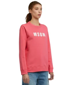 Felpa Girocollo In Cotone Tinta Unita Con Logo ^MSGM New