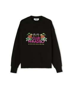 Felpa Girocollo In Cotone Tinta Unita Con Grafica "Club Paradiso"^MSGM Cheap