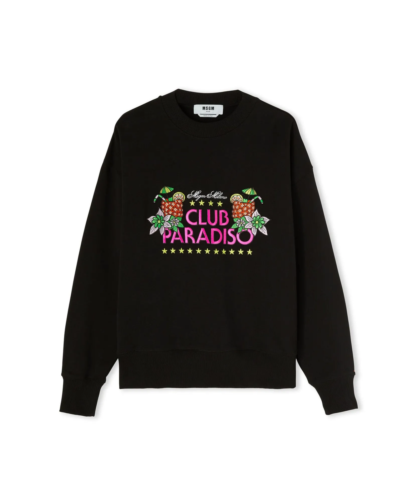 Felpa Girocollo In Cotone Tinta Unita Con Grafica "Club Paradiso"^MSGM Cheap