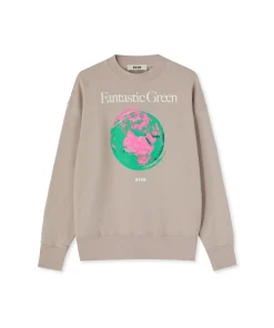Felpa Girocollo In Cotone Organico Della Capsule Fantastic Green^MSGM Sale