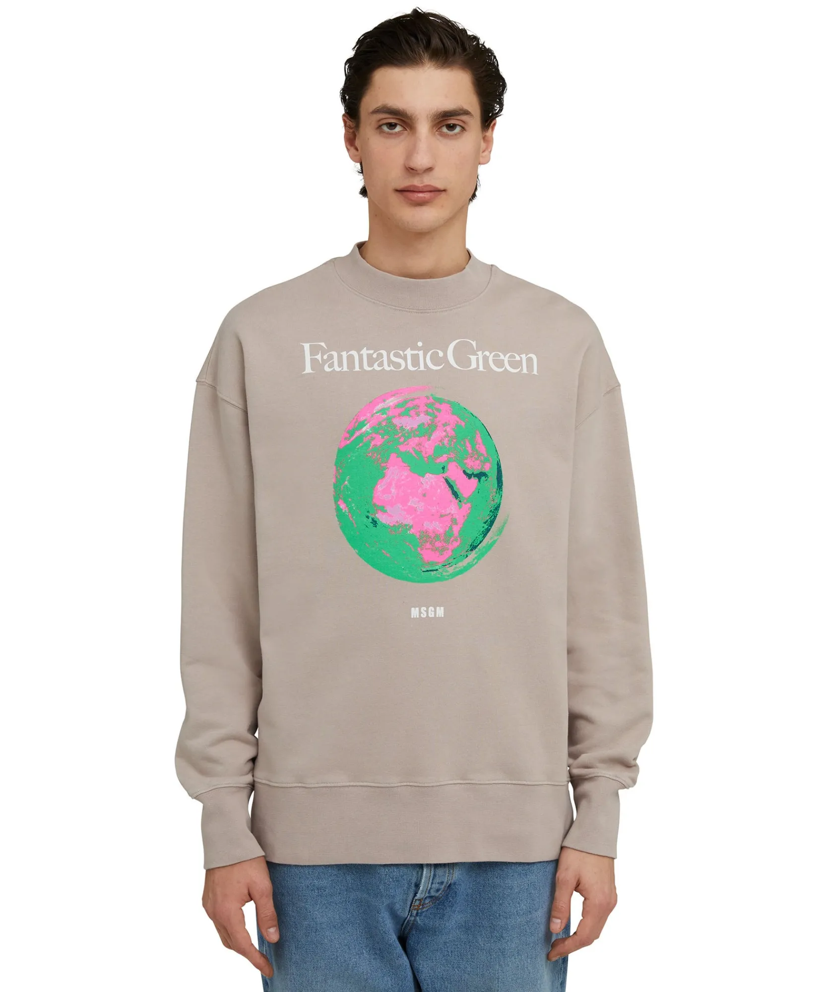 Felpa Girocollo In Cotone Organico Della Capsule Fantastic Green^MSGM Sale
