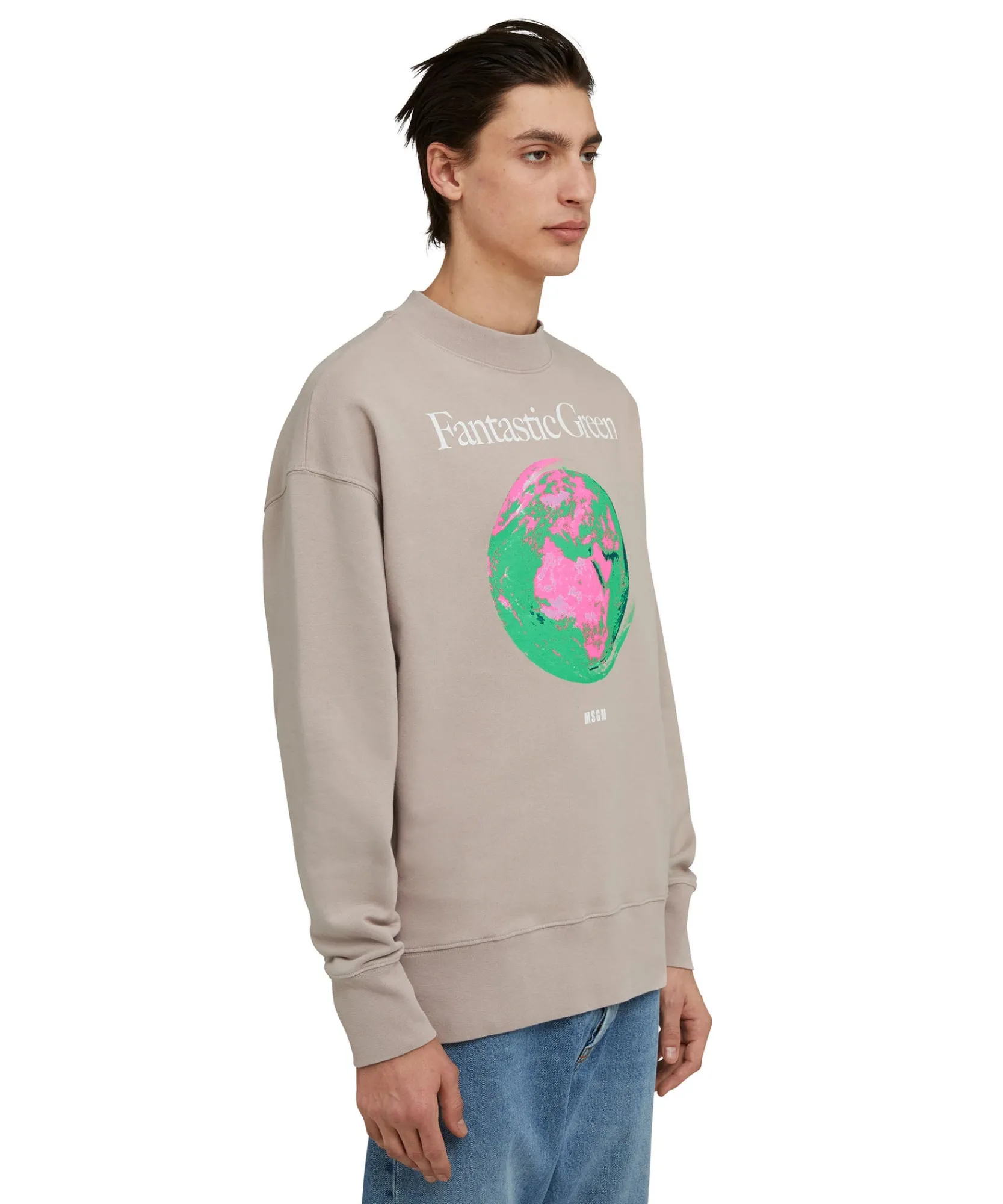 Felpa Girocollo In Cotone Organico Della Capsule Fantastic Green^MSGM Sale