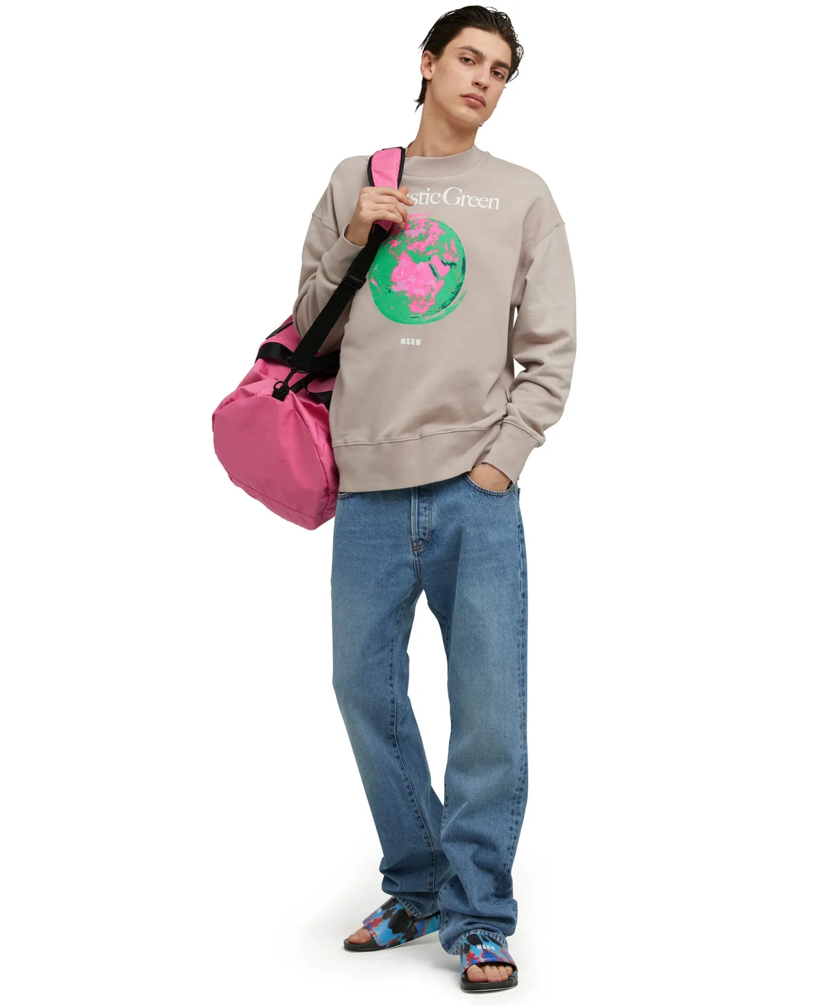 Felpa Girocollo In Cotone Organico Della Capsule Fantastic Green^MSGM Sale