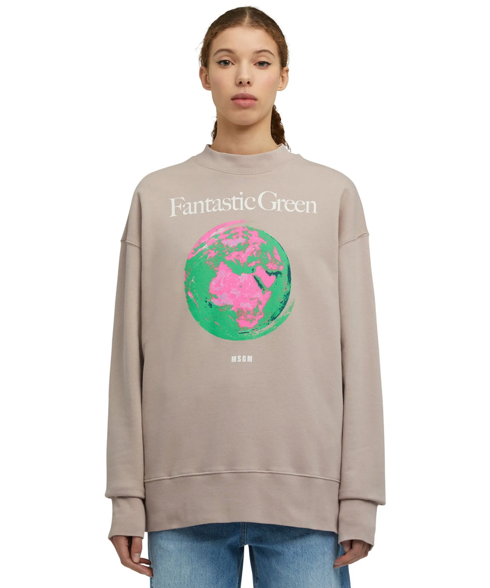 Felpa Girocollo In Cotone Organico Della Capsule Fantastic Green^MSGM Sale