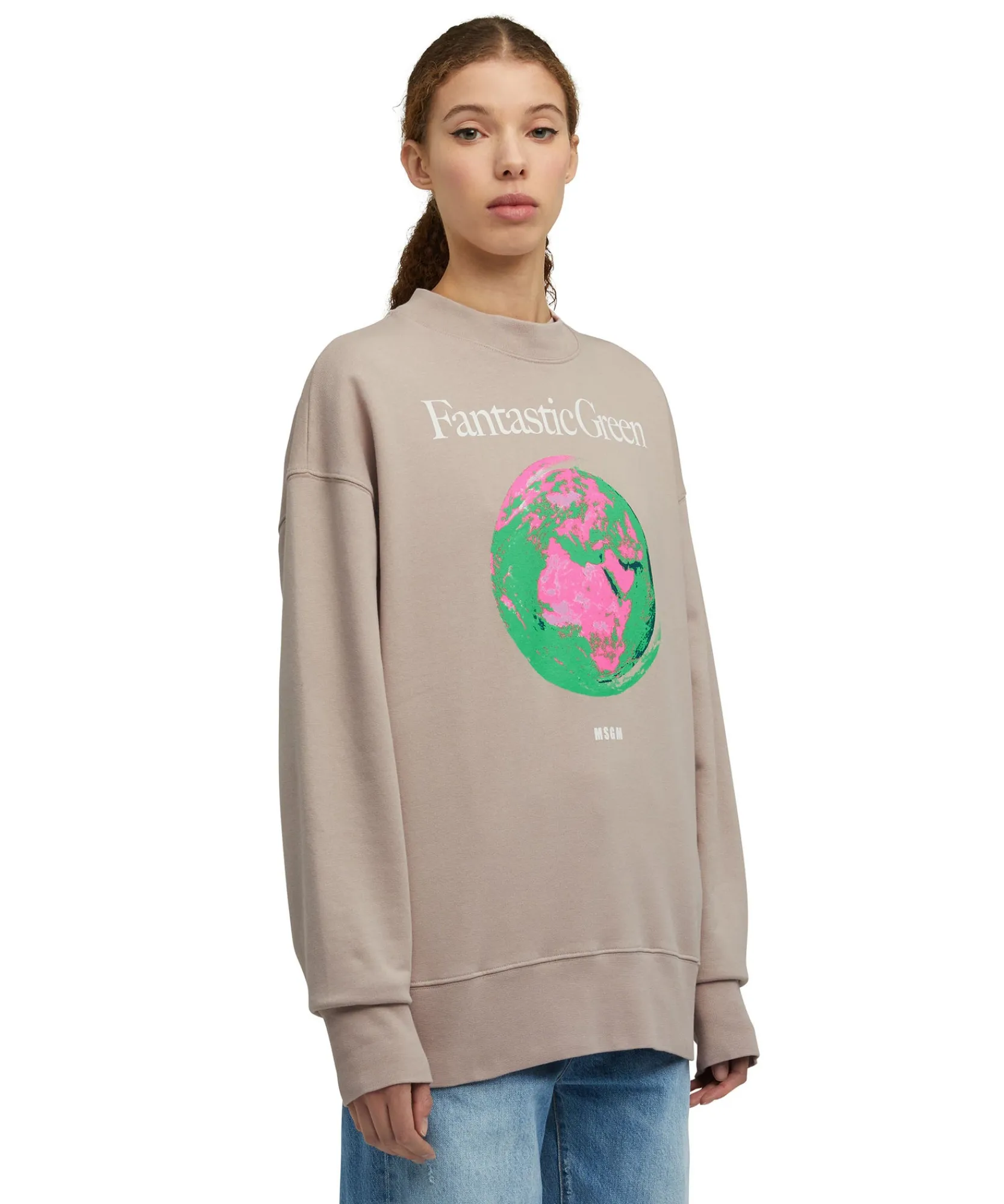 Felpa Girocollo In Cotone Organico Della Capsule Fantastic Green^MSGM Sale