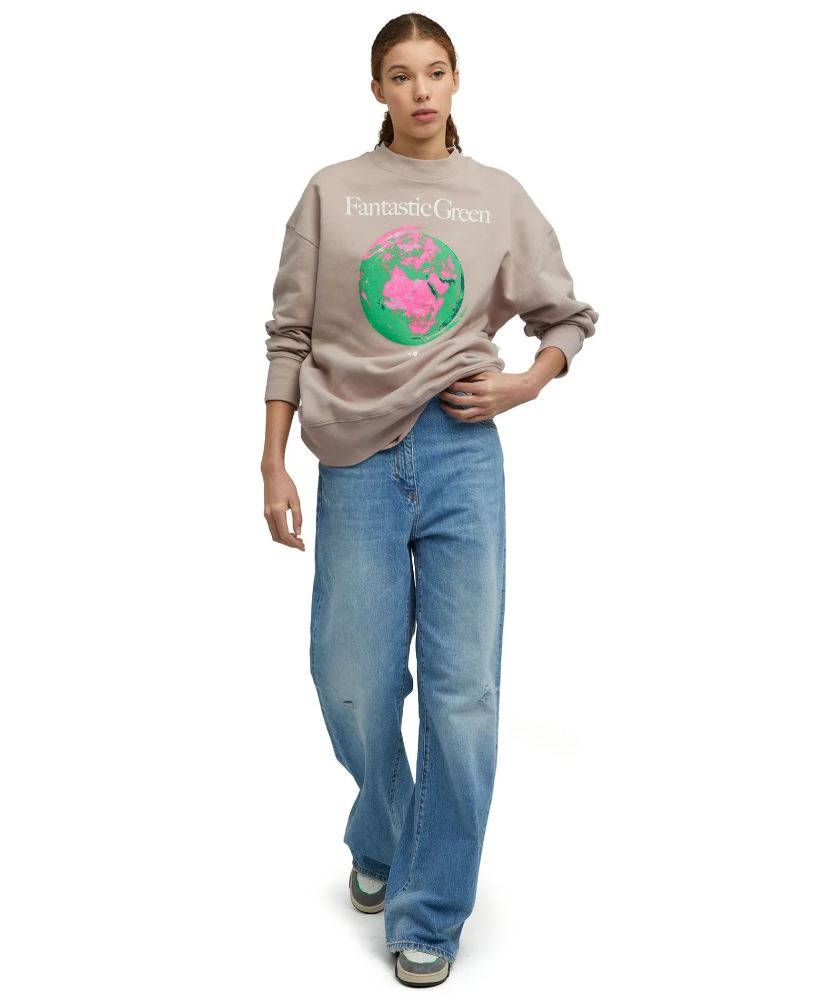 Felpa Girocollo In Cotone Organico Della Capsule Fantastic Green^MSGM Sale