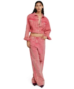 Giacca Crop In Denim Con Lavorazione "Marble Bull"^MSGM Best Sale