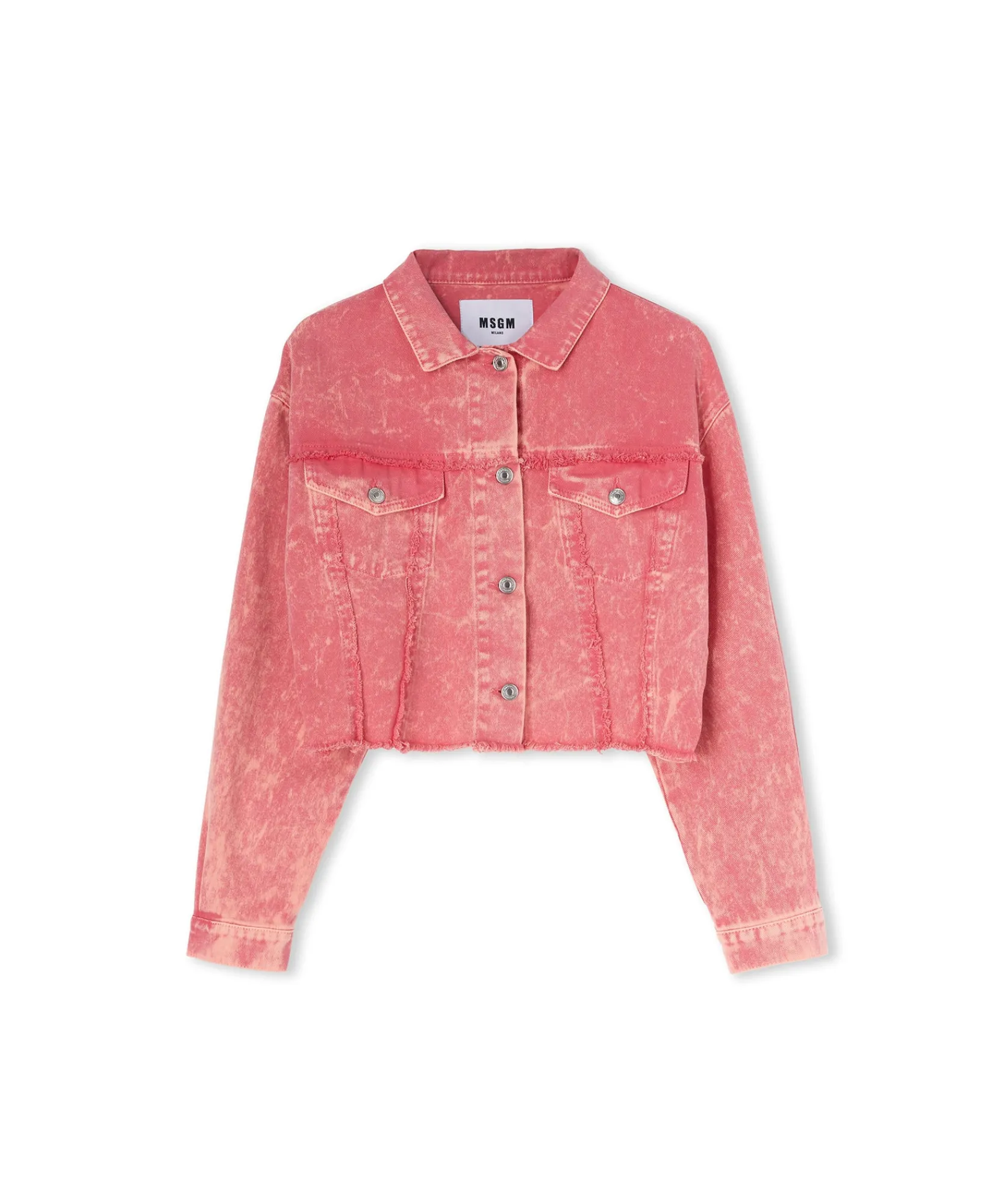 Giacca Crop In Denim Con Lavorazione "Marble Bull"^MSGM Best Sale
