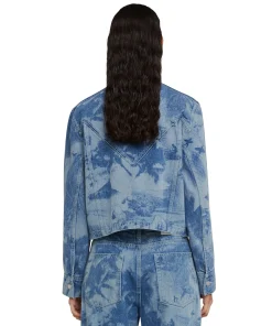 Giacca Crop In Denim Con Lavorazione "Surfer" A Laser^MSGM Clearance