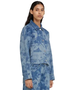 Giacca Crop In Denim Con Lavorazione 