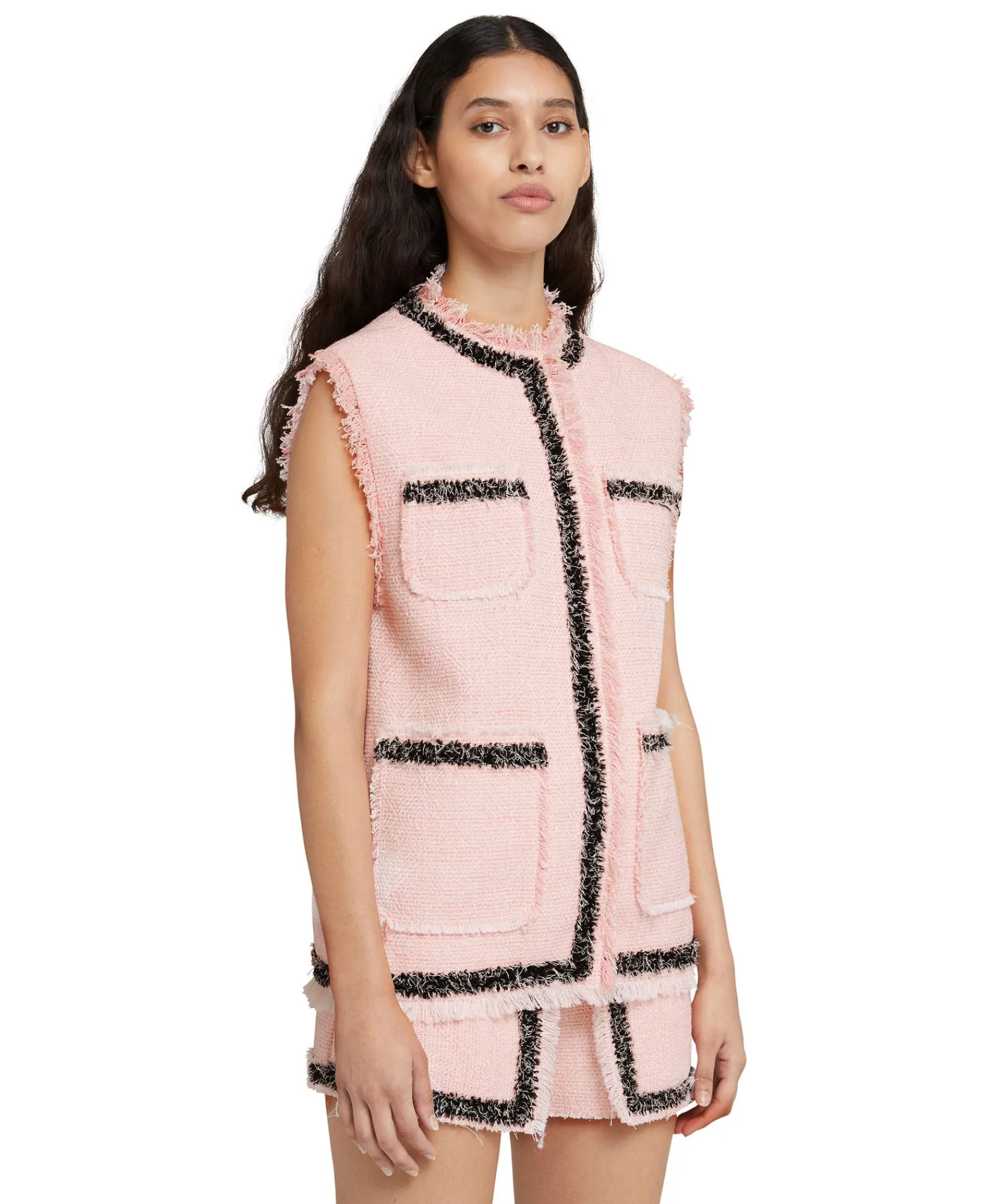 Gilet In Cotone Tweed Con Bordo Trimmed^MSGM Sale