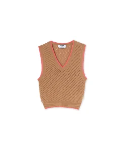 Gilet In Lana E Cashmere Con Motivo Pointelle^MSGM Cheap