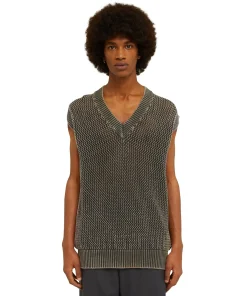 Giletin In Maglia Di Cotone Overdyed Con Lavorazione A Rete^MSGM Discount
