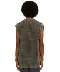 Giletin In Maglia Di Cotone Overdyed Con Lavorazione A Rete^MSGM Discount