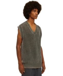 Giletin In Maglia Di Cotone Overdyed Con Lavorazione A Rete^MSGM Discount