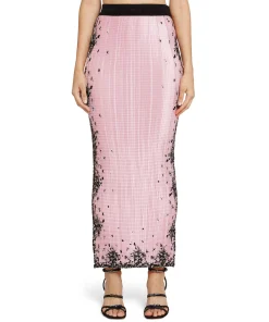 Gonna Lunga In Satin Micro Pleated Con Stampa "Blossom"^MSGM Store