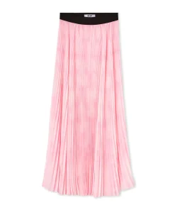 Gonna Lunga Plissettata In Crepe De Chine^MSGM Sale