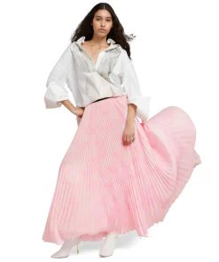 Gonna Lunga Plissettata In Crepe De Chine^MSGM Sale