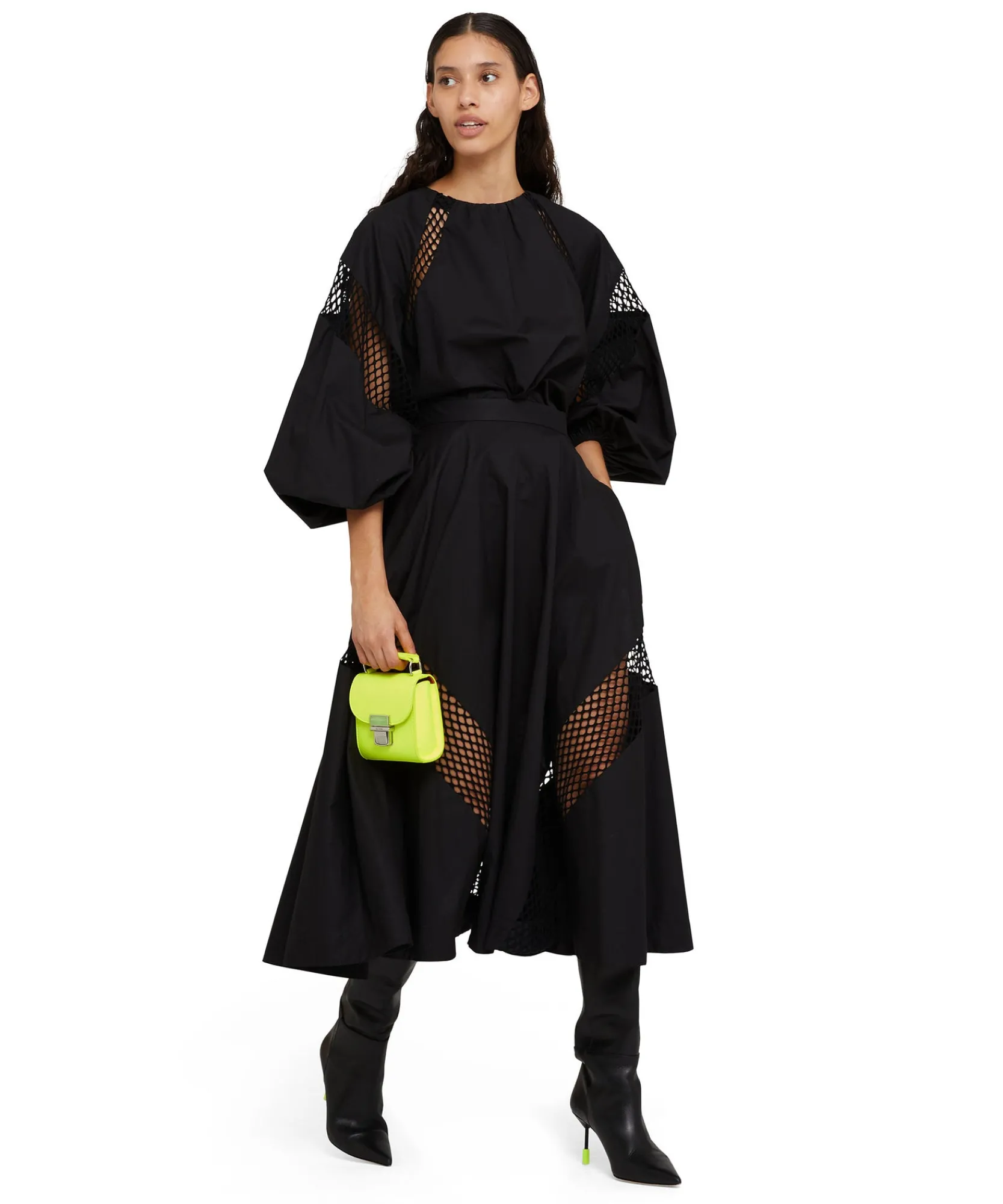 Gonna Midi A Ruota In Cotone Con Dettagli A Rete^MSGM Outlet
