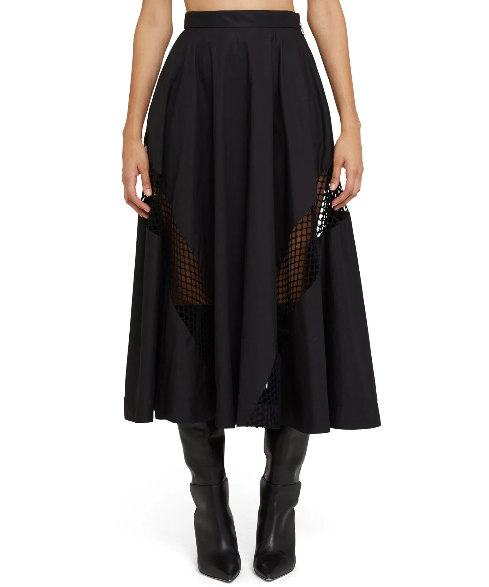 Gonna Midi A Ruota In Cotone Con Dettagli A Rete^MSGM Outlet