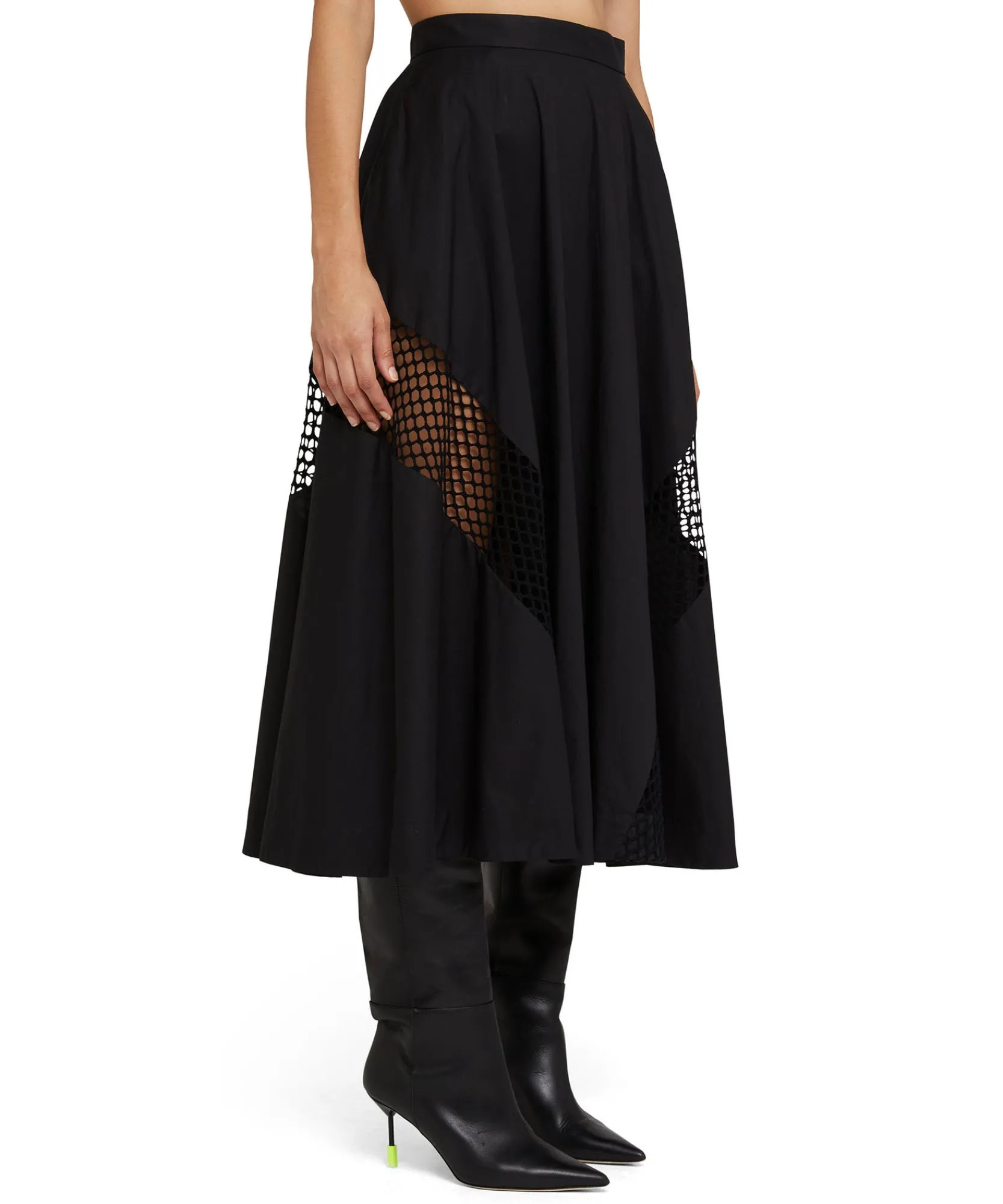 Gonna Midi A Ruota In Cotone Con Dettagli A Rete^MSGM Outlet