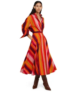 Gonna Midi A Ruota In Cotone Con Fantasia "Brushed Stripes"^MSGM Shop