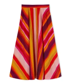 Gonna Midi A Ruota In Cotone Con Fantasia "Brushed Stripes"^MSGM Shop