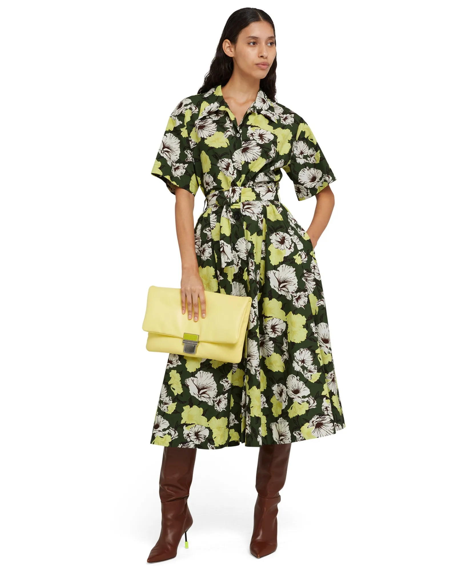 Gonna Midi A Ruota In Cotone Popeline Con Fantasia "Camo Hibiscus"^MSGM Cheap