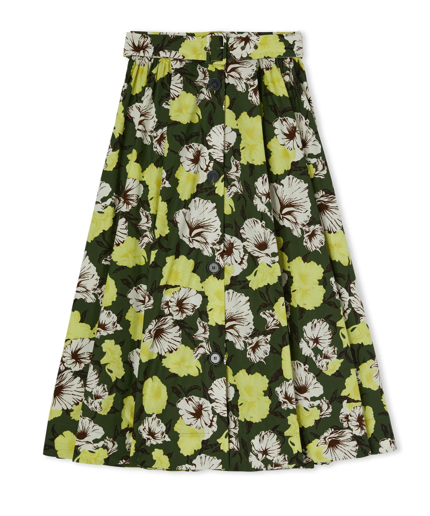 Gonna Midi A Ruota In Cotone Popeline Con Fantasia "Camo Hibiscus"^MSGM Cheap