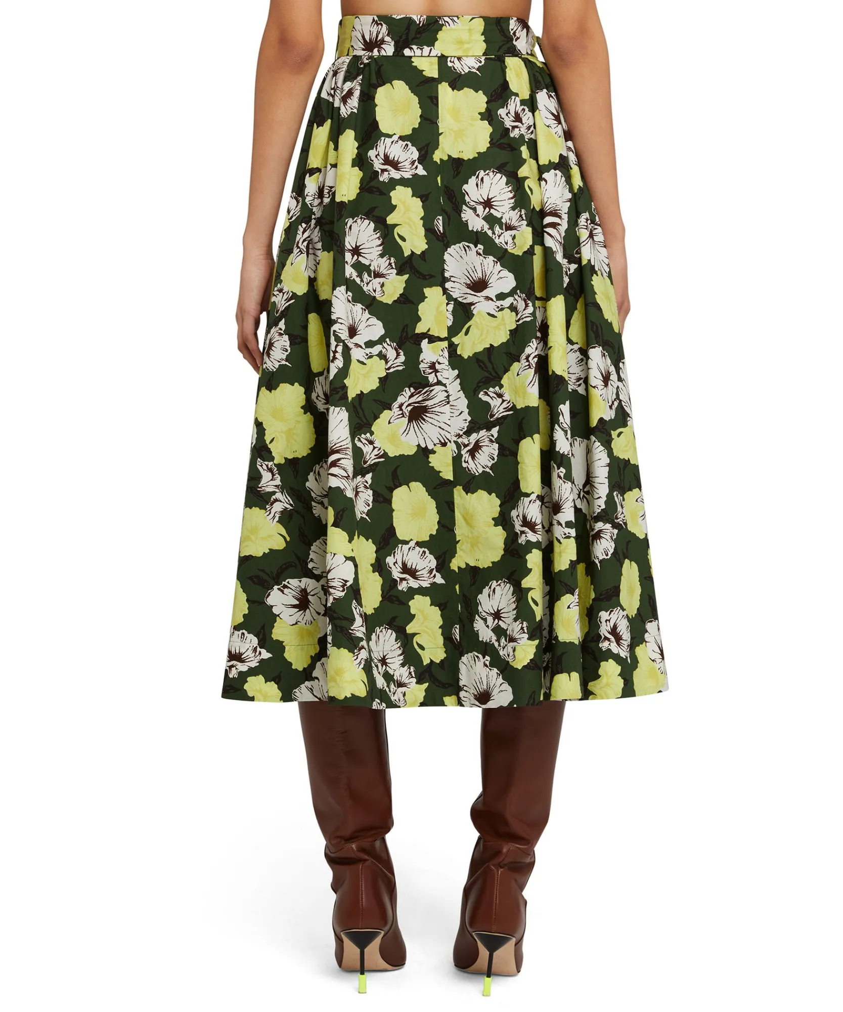 Gonna Midi A Ruota In Cotone Popeline Con Fantasia "Camo Hibiscus"^MSGM Cheap