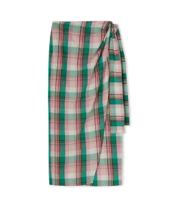 Gonna Midi In Lino Madras Con Design A Portafoglio^MSGM Best