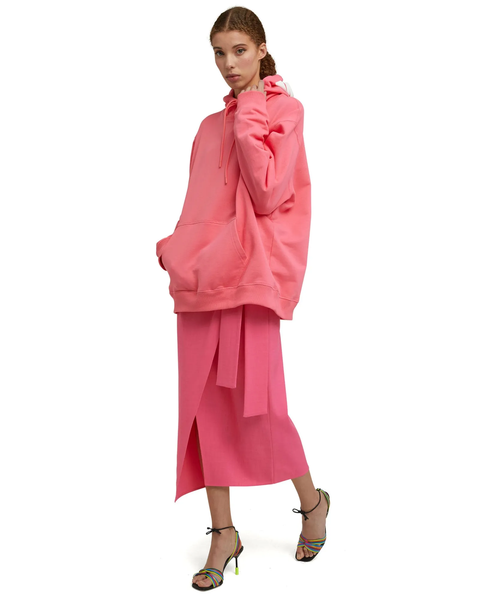 Gonna Midi In Viscosa Grezza Con Design A Portafoglio^MSGM Online