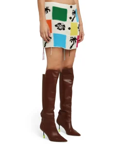 Gonna Mini In Maglia Patchwork Con Intarsi Di Hibiscus E Palme^MSGM Cheap