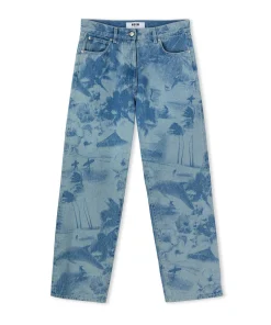 Jeans A Gamba Dritta Con Lavorazione "Surfer" A Laser^MSGM Online