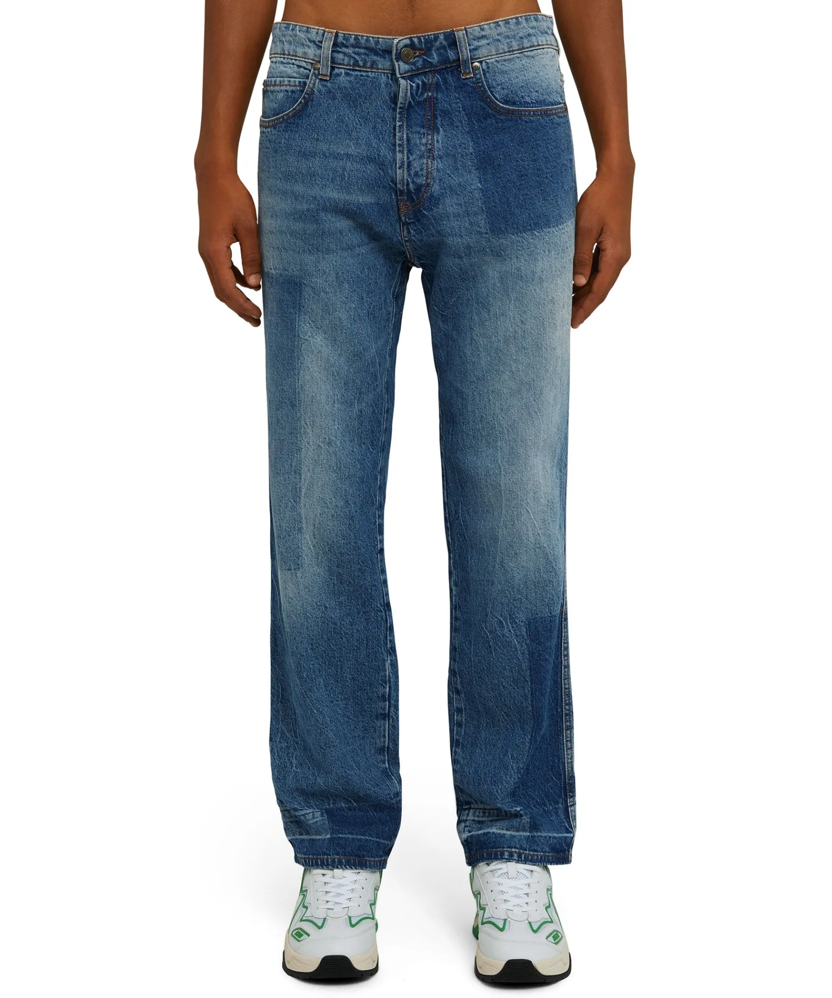 Jeans A Gamba Dritta Con Lavorazione A Riserva Patchwork^MSGM Fashion