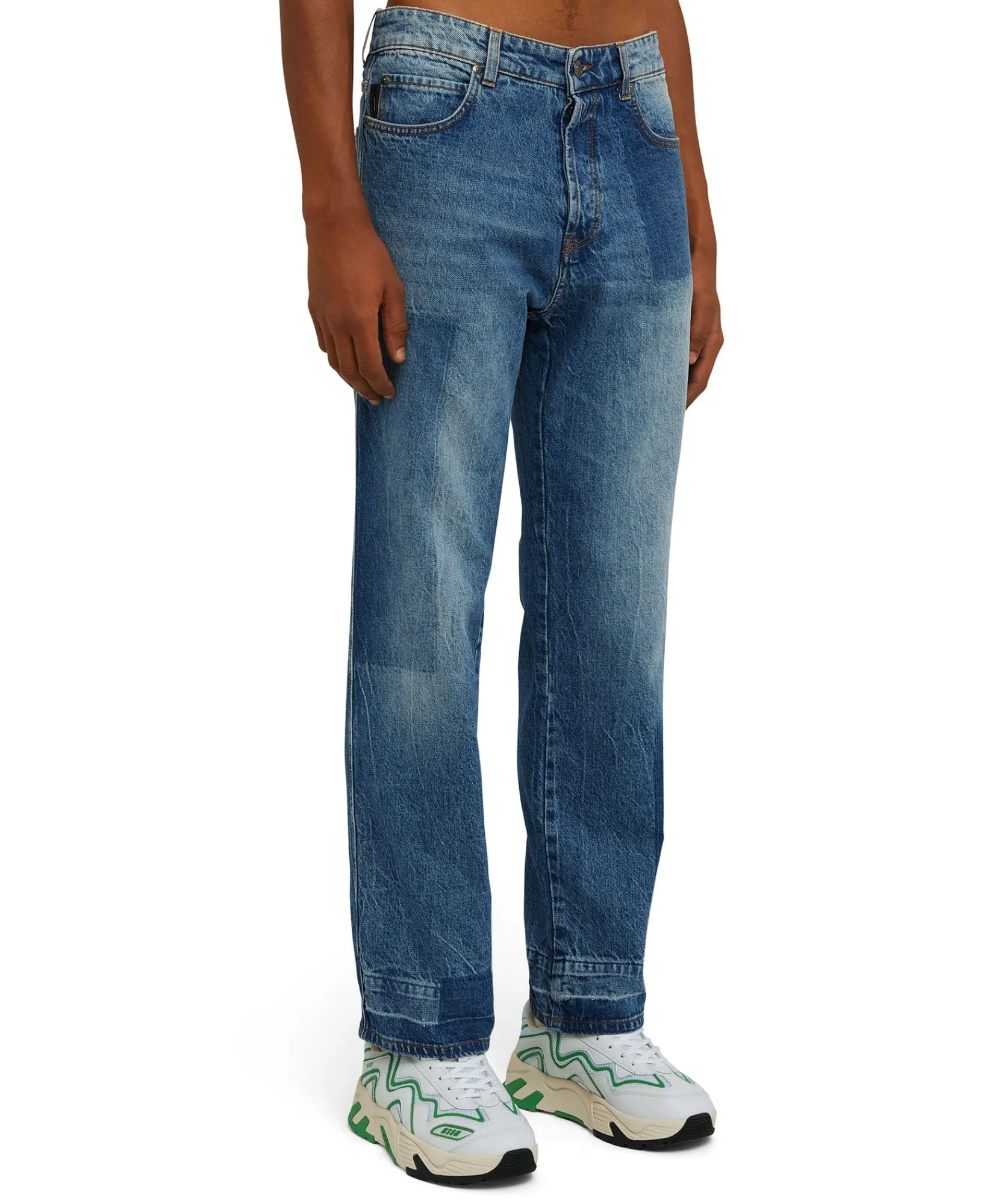 Jeans A Gamba Dritta Con Lavorazione A Riserva Patchwork^MSGM Fashion
