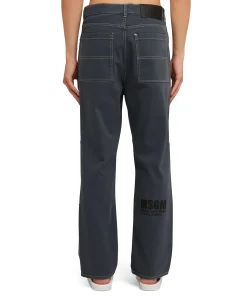 Jeans A Gamba Dritta In Cotone Bull Con Logo E Quote "Never Look Backit'S All Ahead"^MSGM Flash Sale