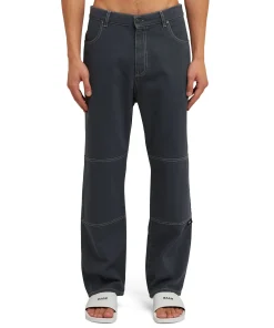 Jeans A Gamba Dritta In Cotone Bull Con Logo E Quote "Never Look Backit'S All Ahead"^MSGM Flash Sale