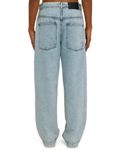 Jeans Baggy A Gamba Dritta Con Abbottonatura Obliqua^MSGM Sale