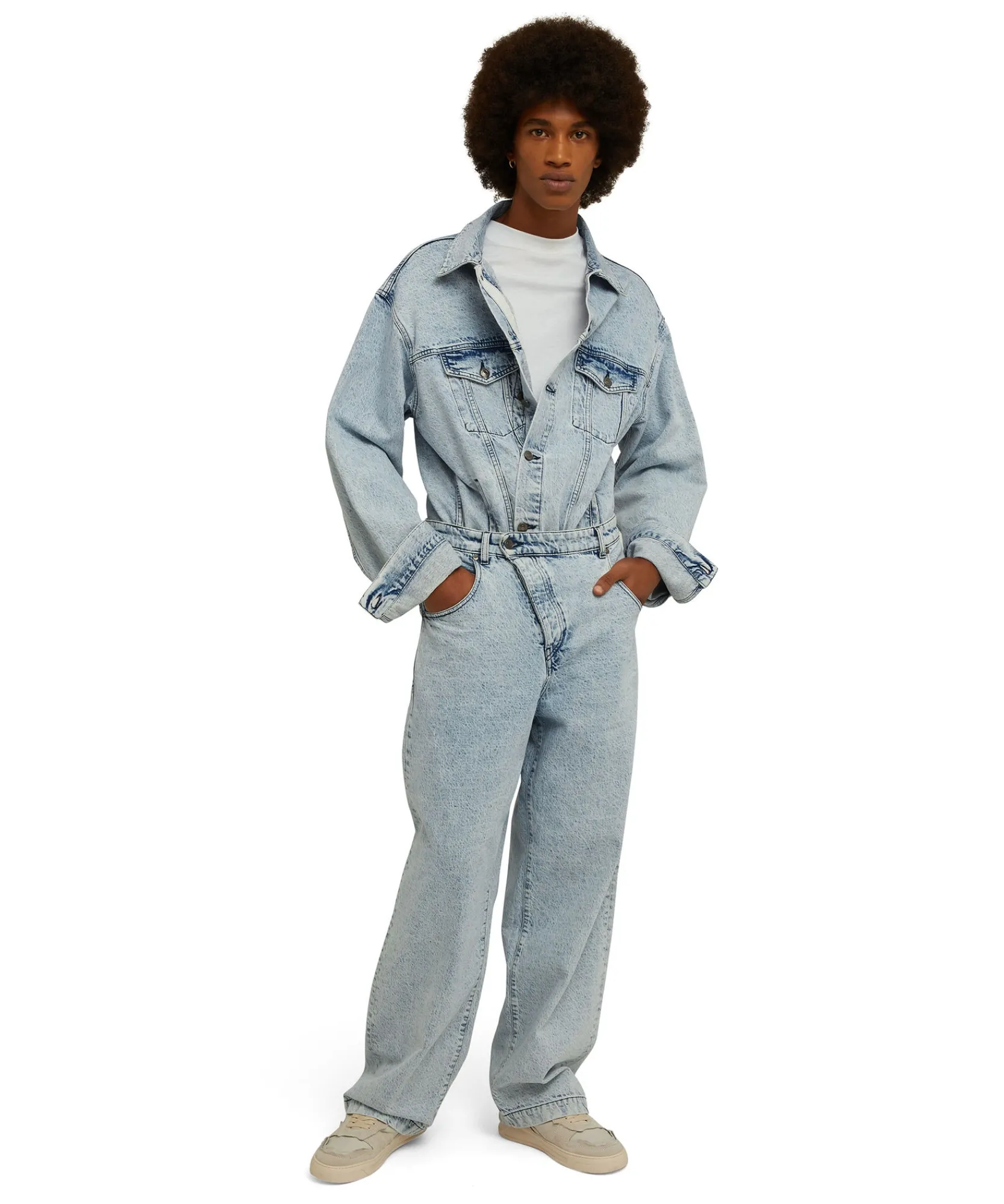 Jeans Baggy A Gamba Dritta Con Abbottonatura Obliqua^MSGM Sale