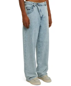 Jeans Baggy A Gamba Dritta Con Abbottonatura Obliqua^MSGM Sale