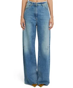 Jeans Flare A Gamba Larga In Tinta Unita^MSGM Sale